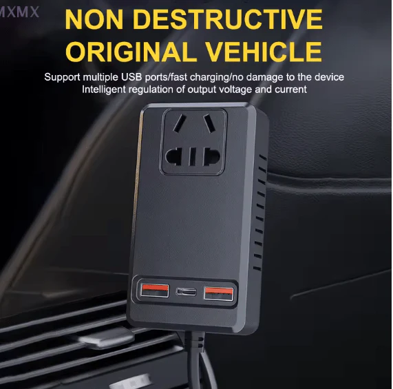 محول طاقة ذكي للسيارة C12 ⚡ | محول تيار متردد 150 واط مع منافذ USB-A و USB-C 🚗🔋
