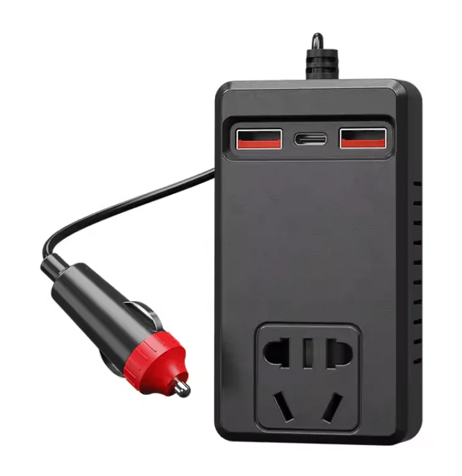محول طاقة ذكي للسيارة C12 ⚡ | محول تيار متردد 150 واط مع منافذ USB-A و USB-C 🚗🔋